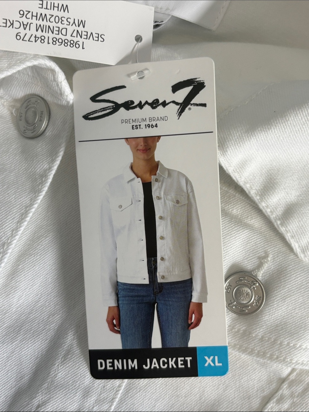 Seven7 White Denim Jacket with Button Front - Picture 7 of 8